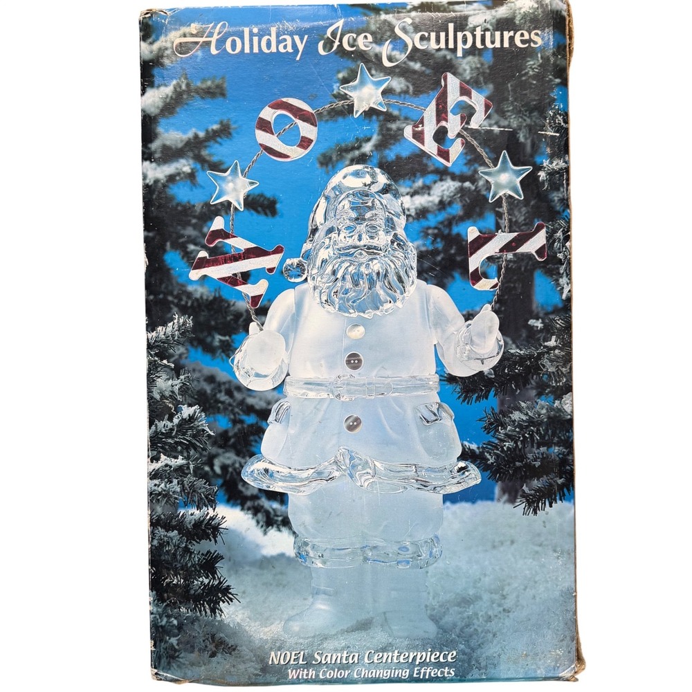 Heritage Mint Holiday Ice Sculptures 21in NOEL Santa Centerpiece Color Changing